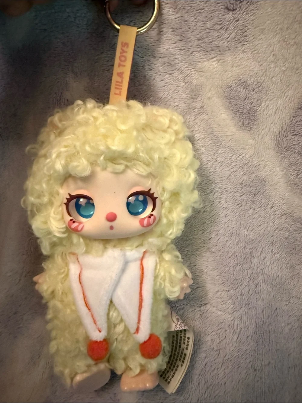 Lilla Toys Plush Keychain Doll in Pale Yellow – Cute Curly Hair Kids Accessory